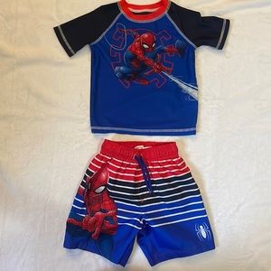 Spider-Man Swimming Trunks and sun shirt outfit / size 3T